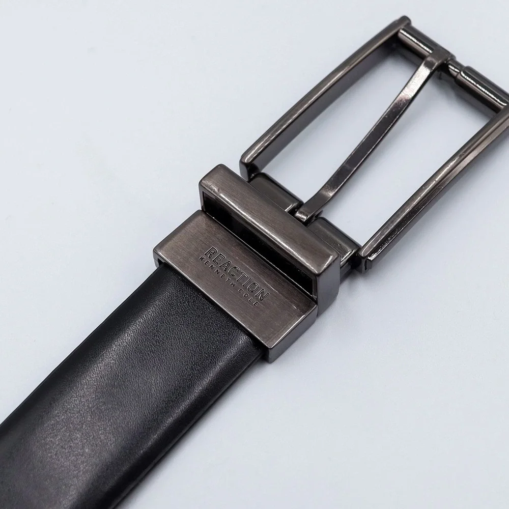 Kenneth Cole Reaction Belt Mens 42 Black Brown Reversible Gunmetal‎ Buckle PKH